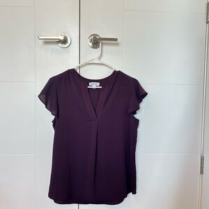 Calvin Klein Purple Ruffled Cap Sleeve Blouse